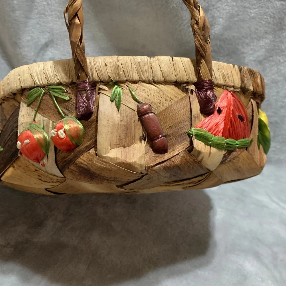 Woven Baskets Set of 3 Fruit Veggie Decor‎ Raffia Farmhouse Countrycore Vintage